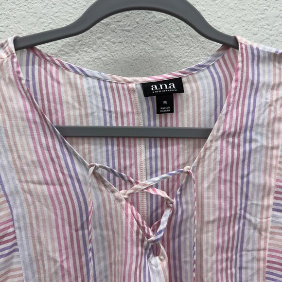 ANA A New Approach Stripe Long Sleeve Blouse Shirt Top Womens size Medium NEW - Picture 2 of 4